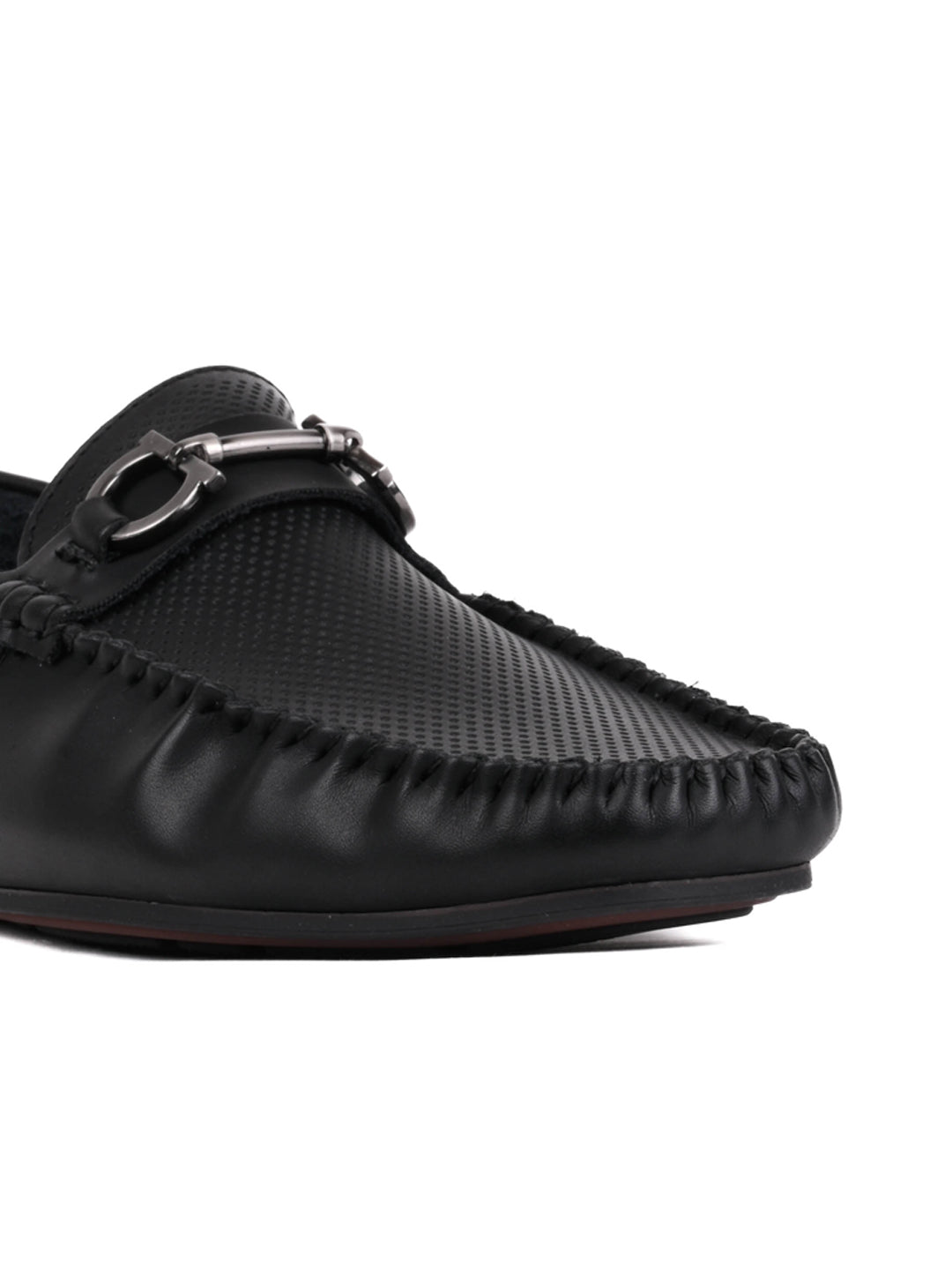 Men Black Perforated Driving Shoes