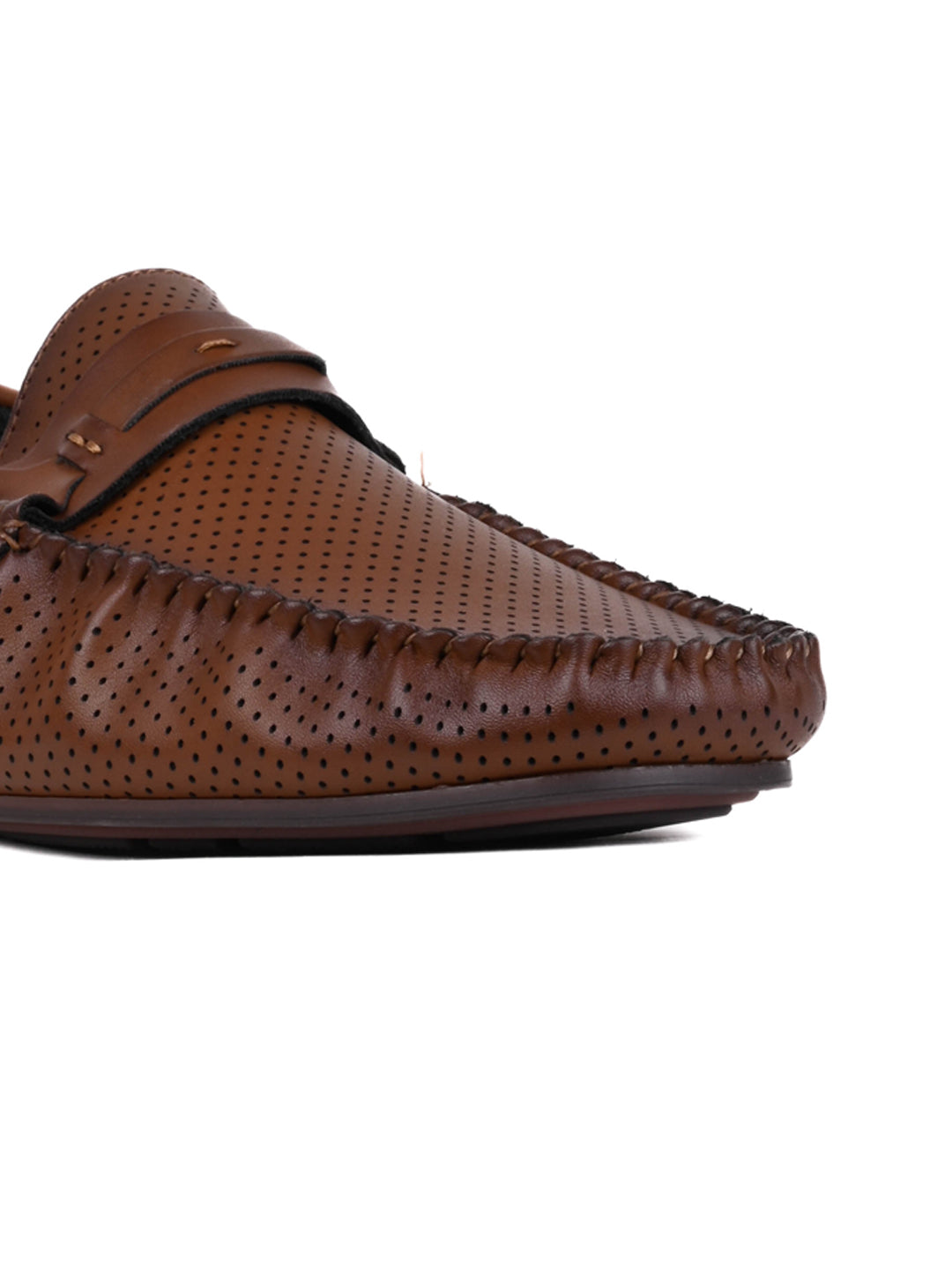 Men Brown Perforated Driving Shoes