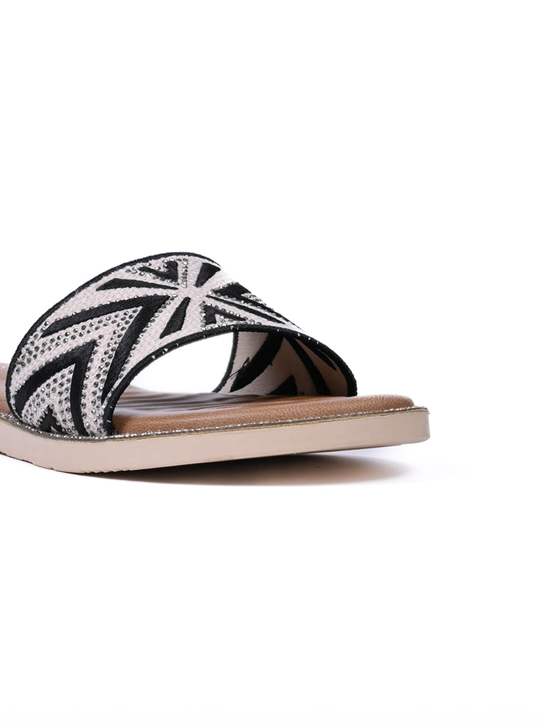 Women, Women Footwear, Black Open Toe Flats