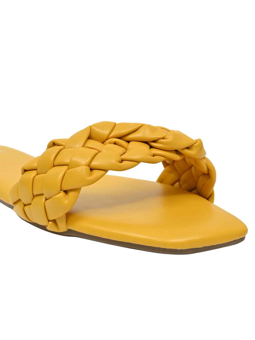 Footwear, Women Footwear, Mustard Open Toe Flats