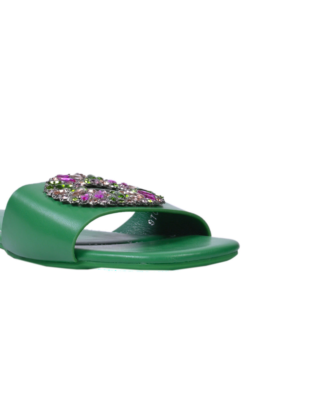 Women, Women Footwear, Green Open Toe Flats