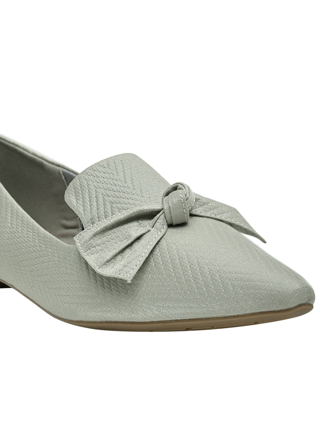 Women Sea Green Textured Ballerinas