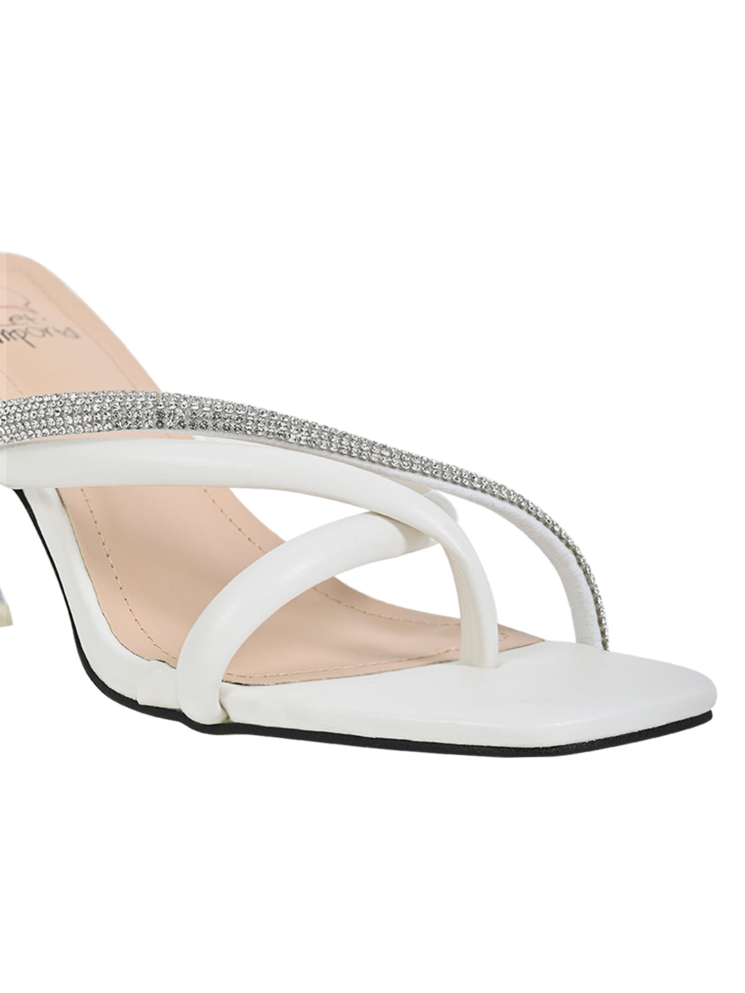 Women White Embellished Sandals