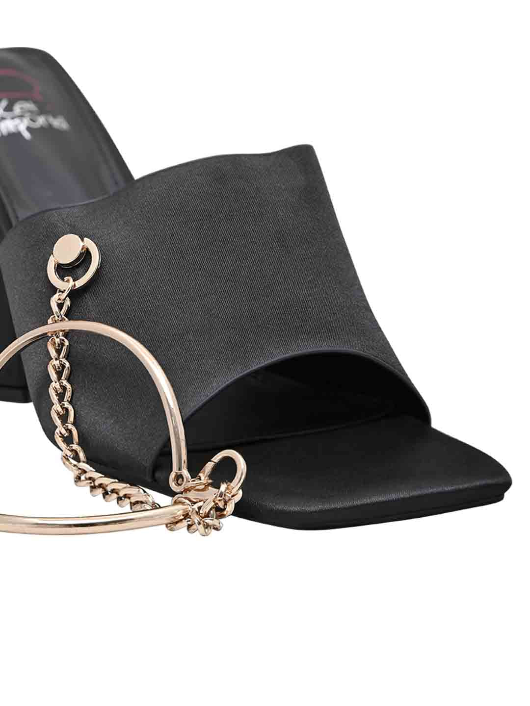 Women Black Solid Sandals