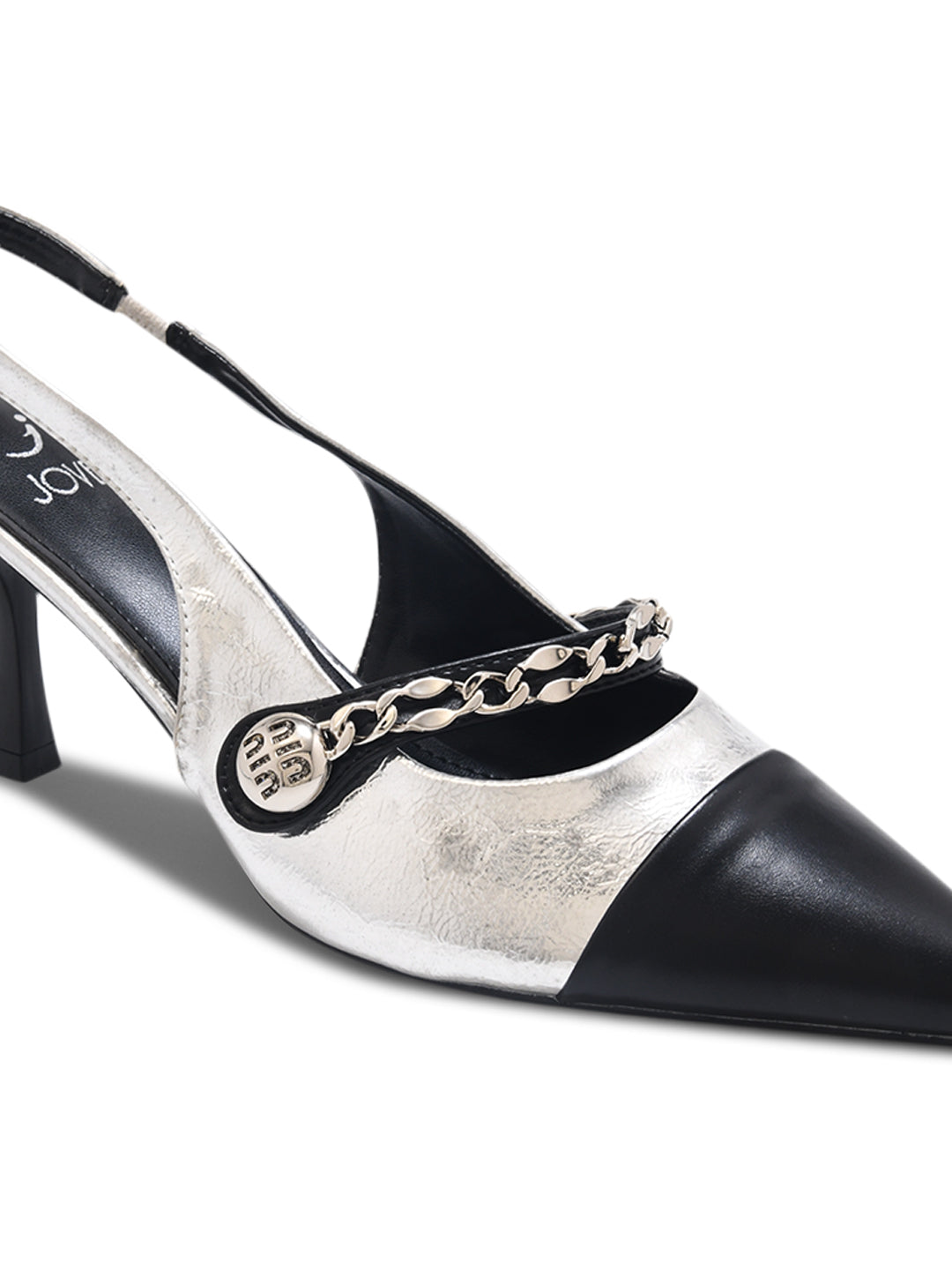Women Black & Silver Colourblock Pumps