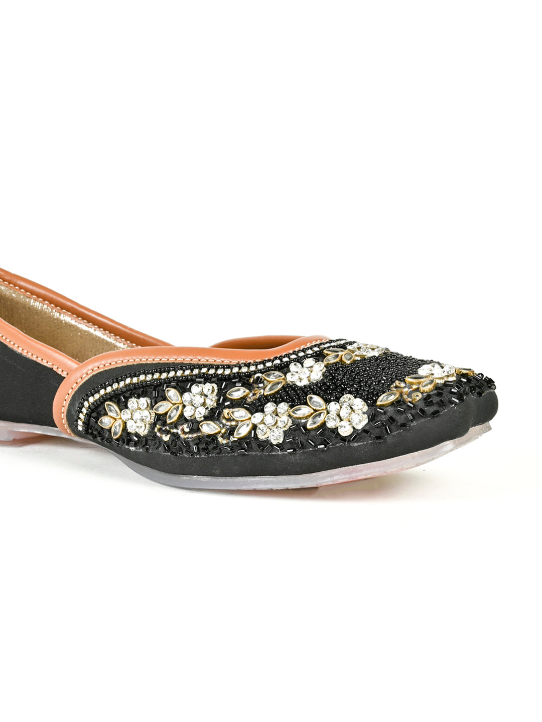 Women, Women Footwear, Black Mojaris