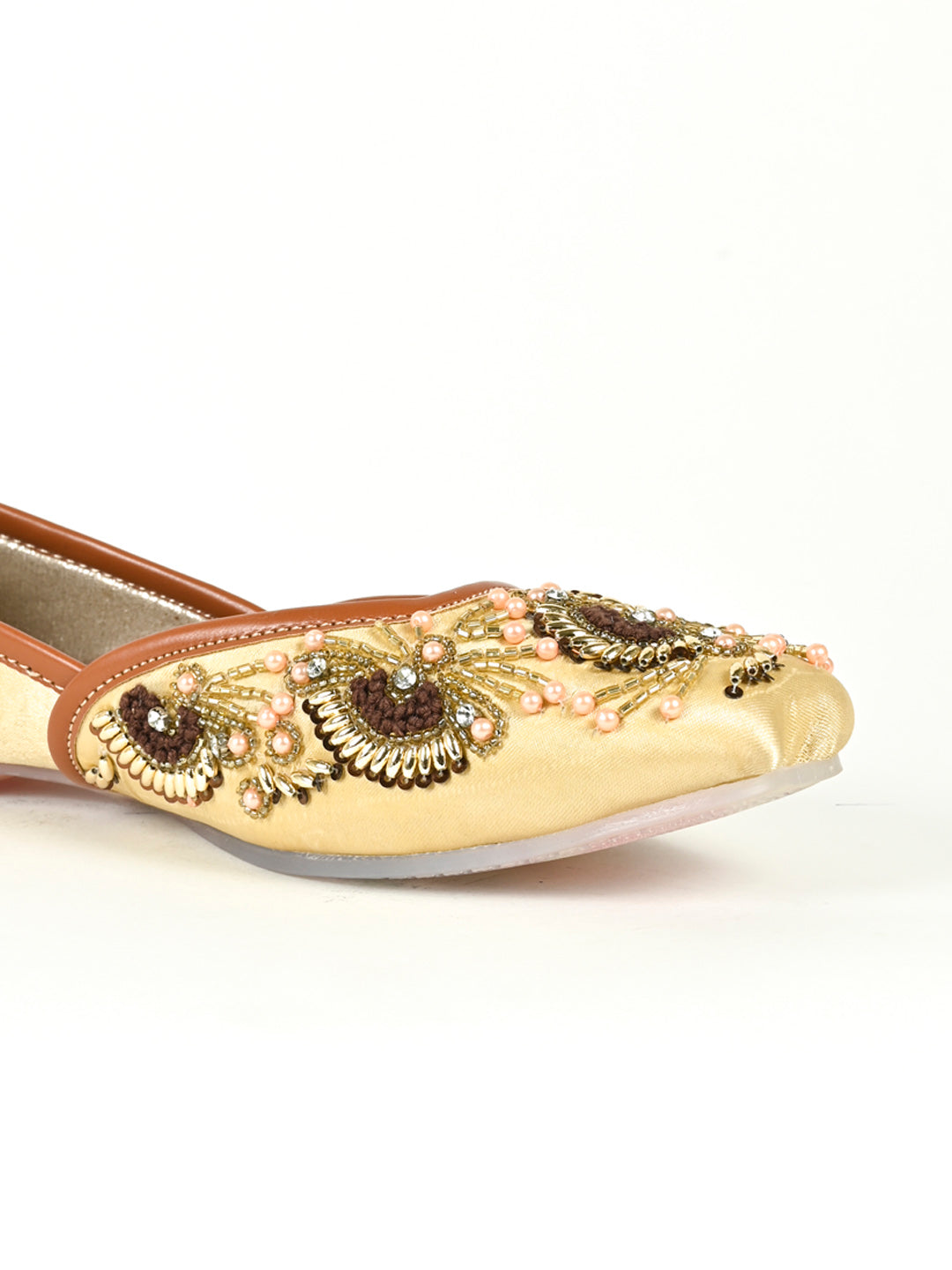 Women, Women Footwear, Golden Mojaris