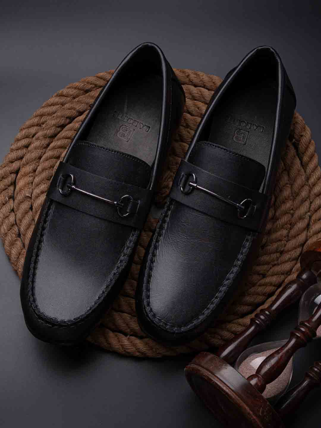Men Black Solid Driving Shoes