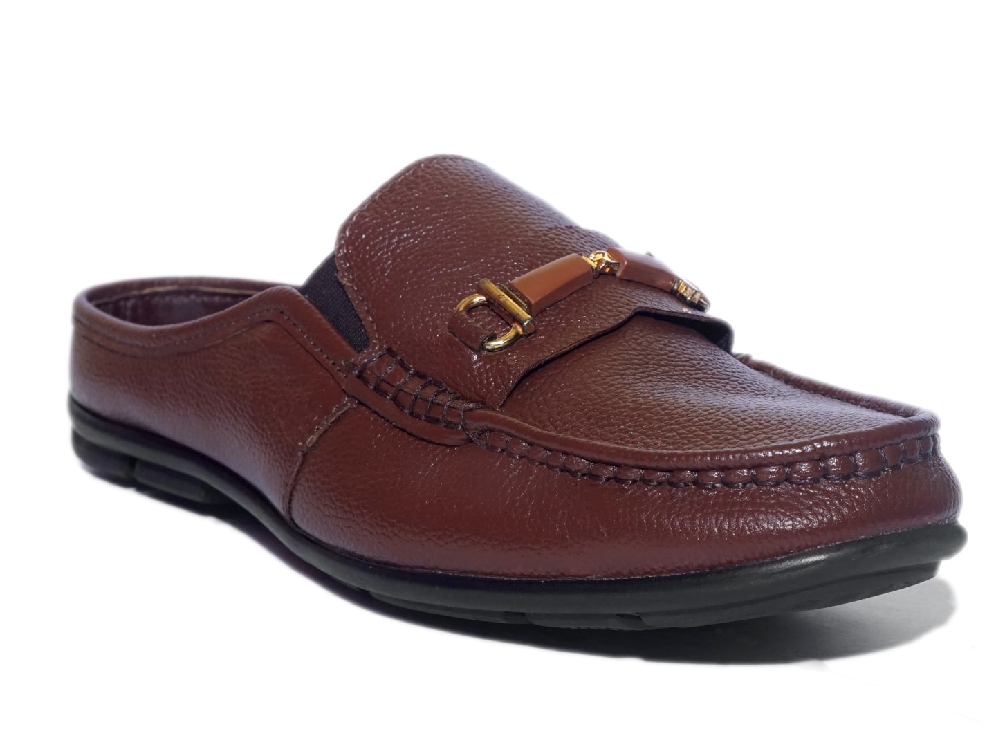 Men Brown Solid Mules1