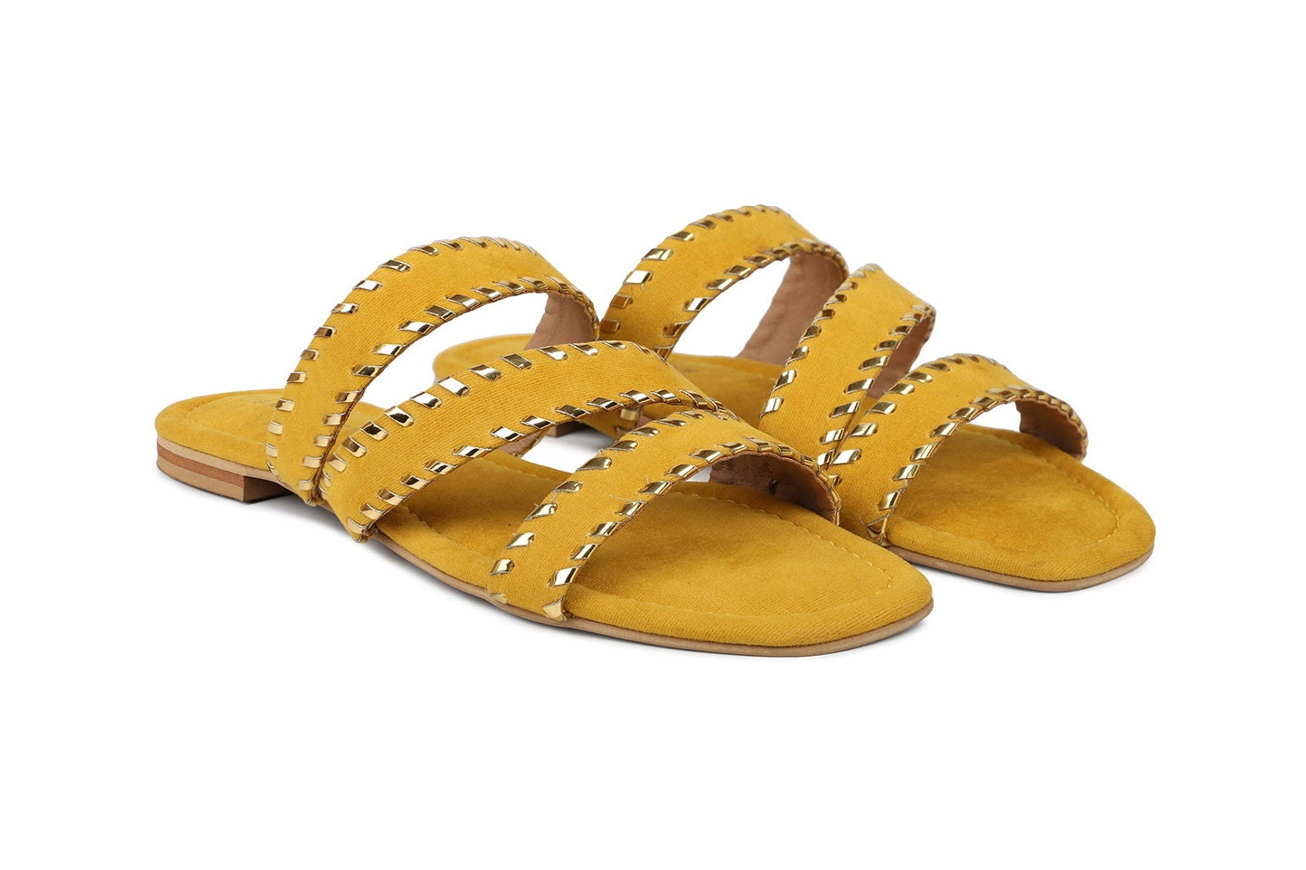 Footwear, Women Footwear, Mustard Open Toe Flats