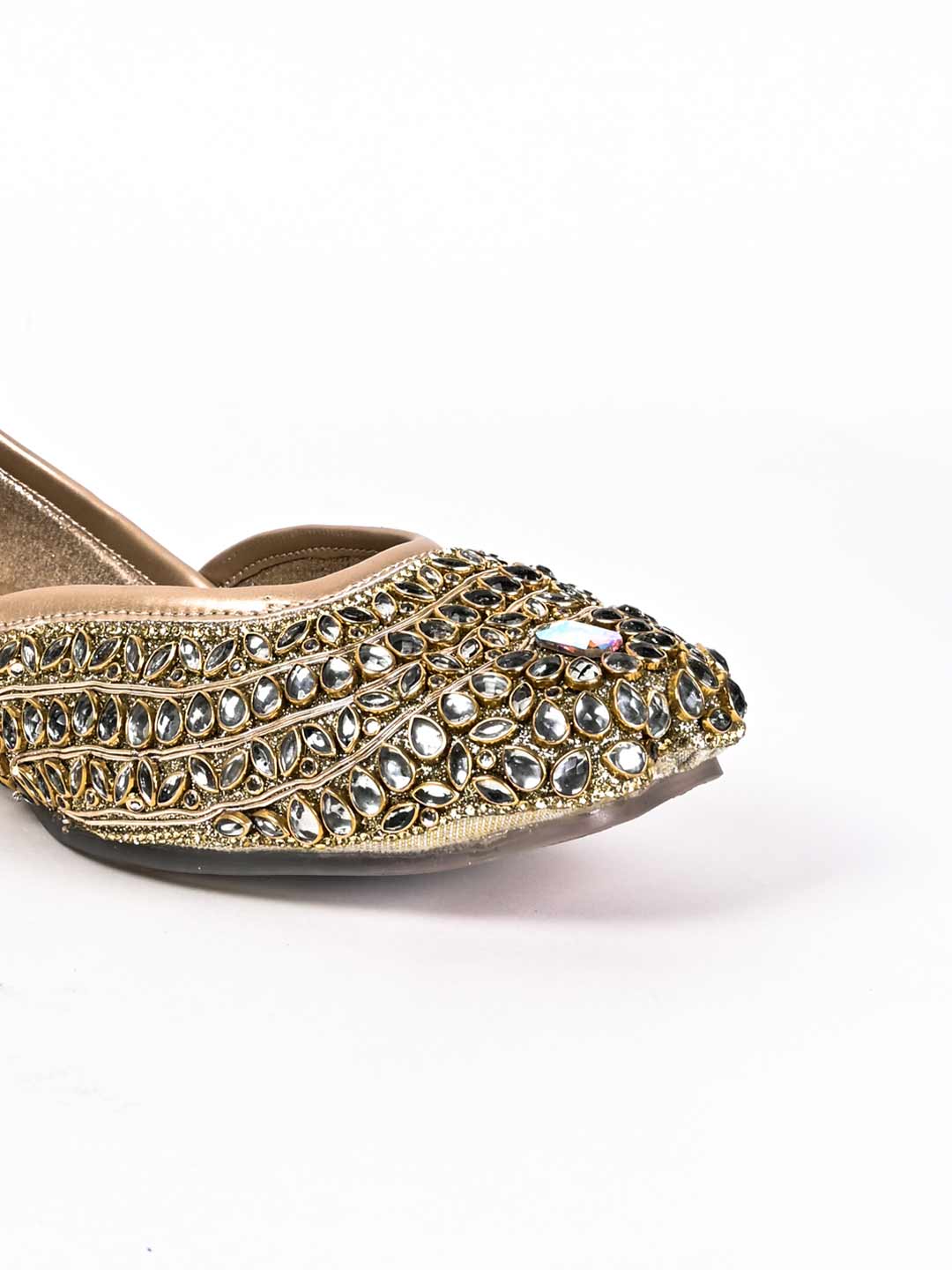 Women, Women Footwear, Gold Mojaris