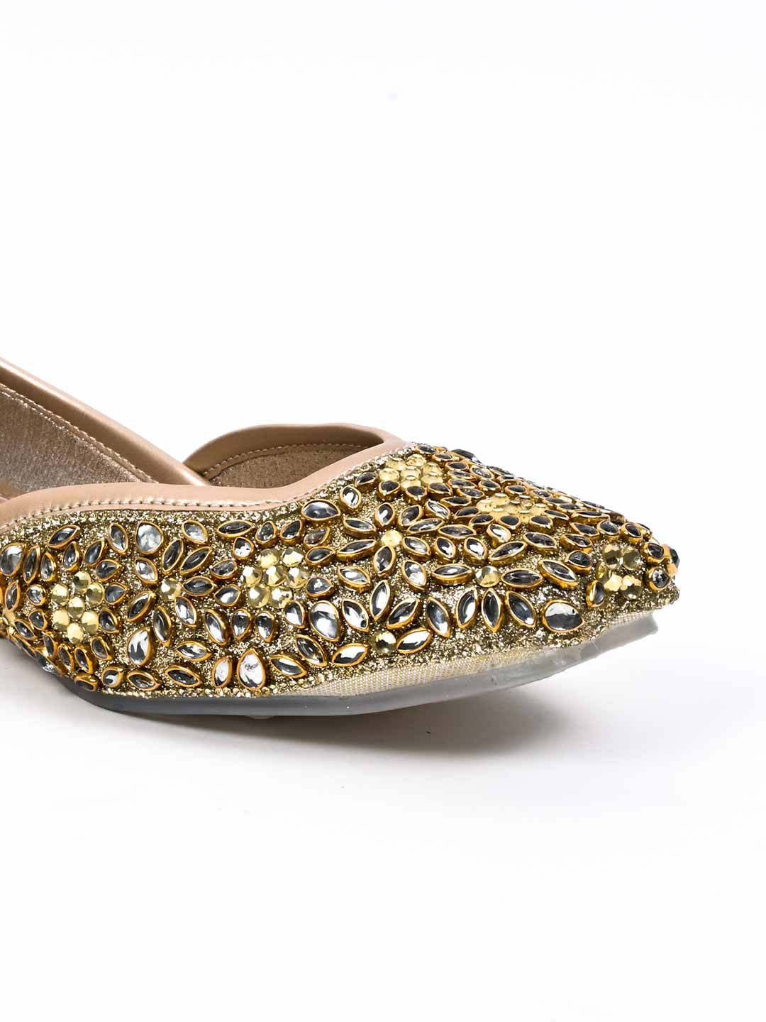 Women, Women Footwear, Gold Mojaris