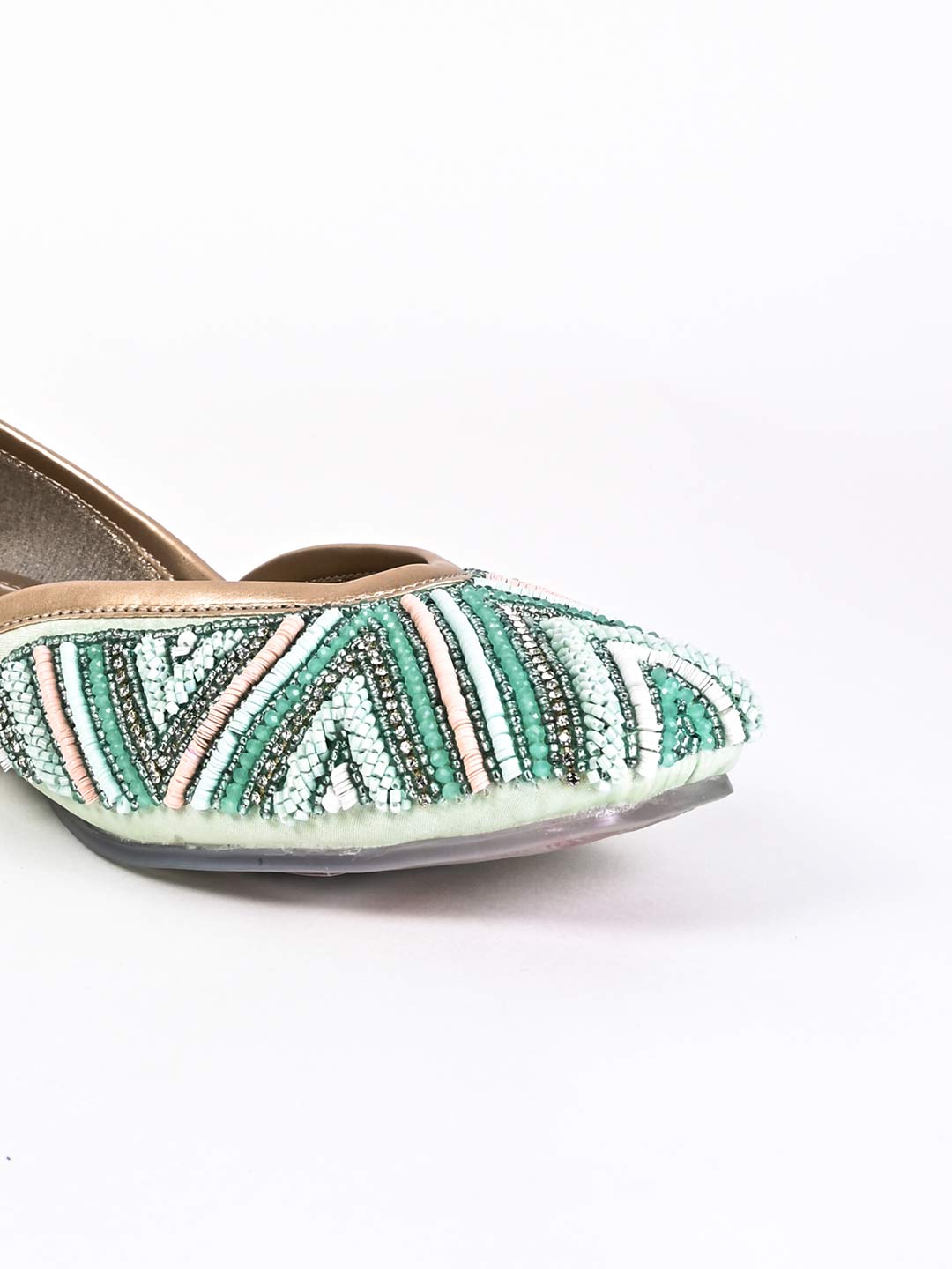 Women, Women Footwear, Sea Green Mojaris