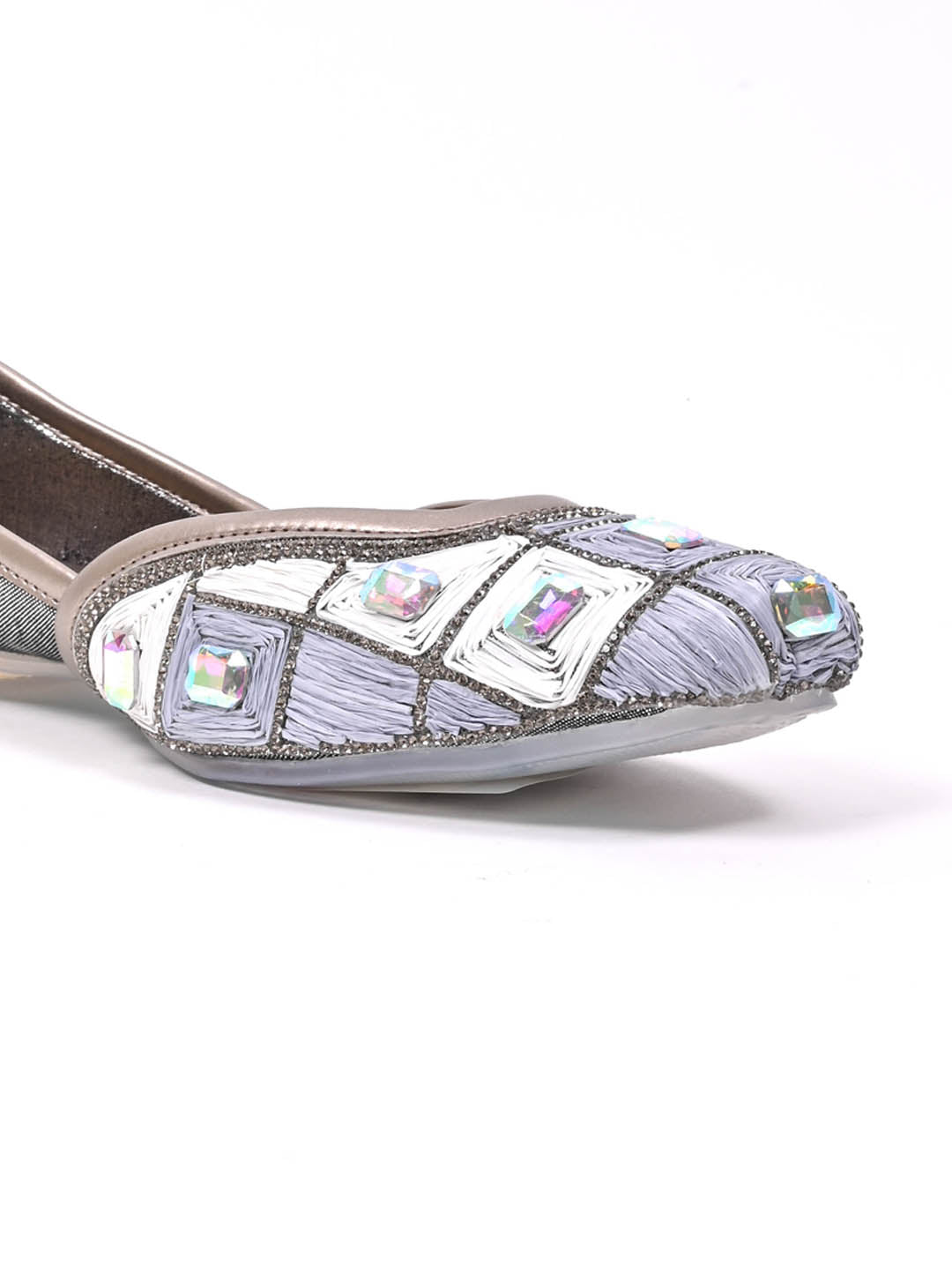 Women, Women Footwear, Grey Mojaris