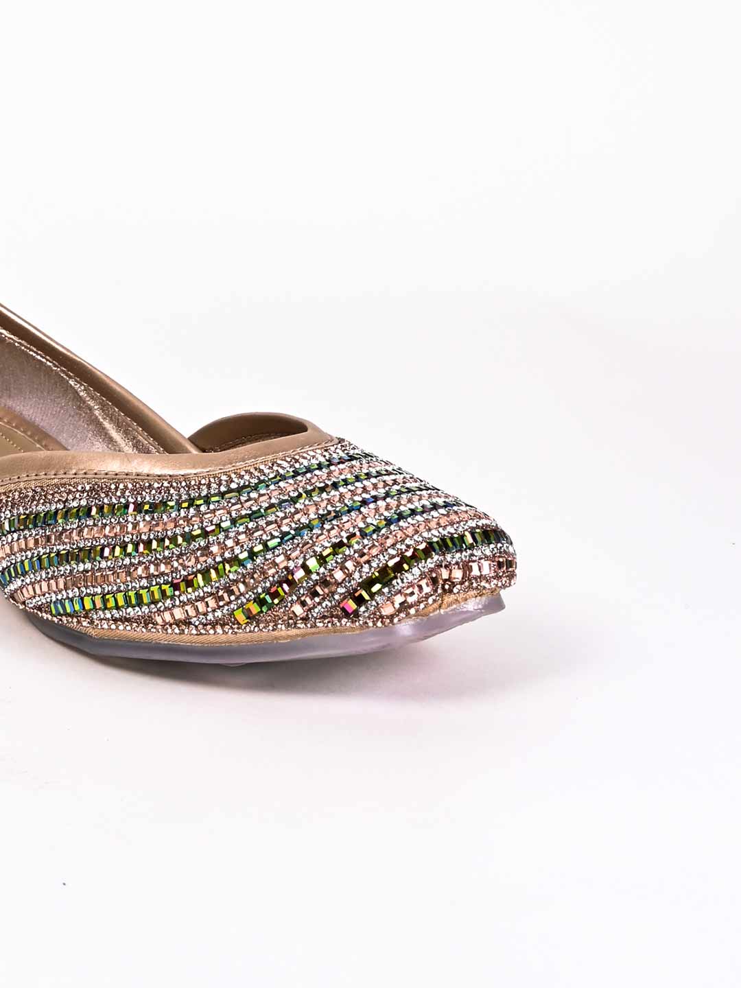 Women, Women Footwear, Gold Mojaris