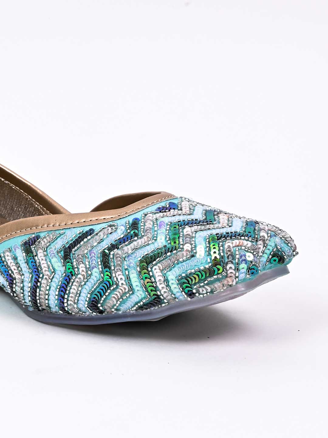 Women, Women Footwear, Turquoise Blue Mojaris