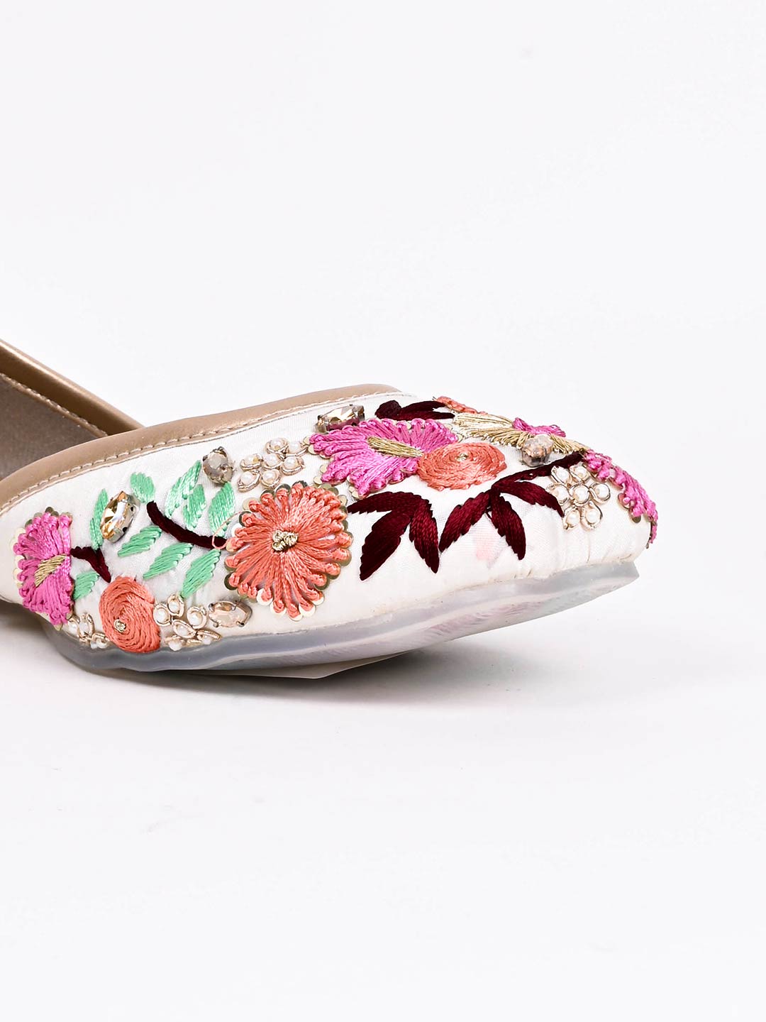 Women, Women Footwear, Cream Mojaris