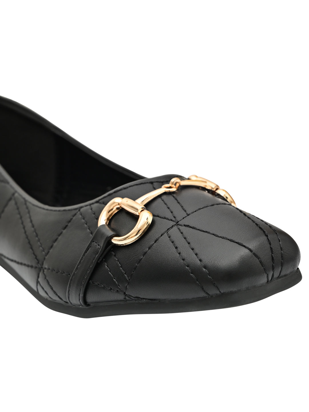 Women Black Solid Ballerinas