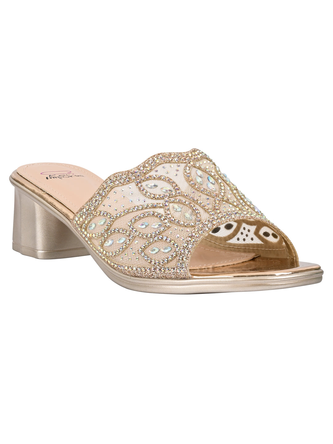 Women Champagne Embellished Sandals