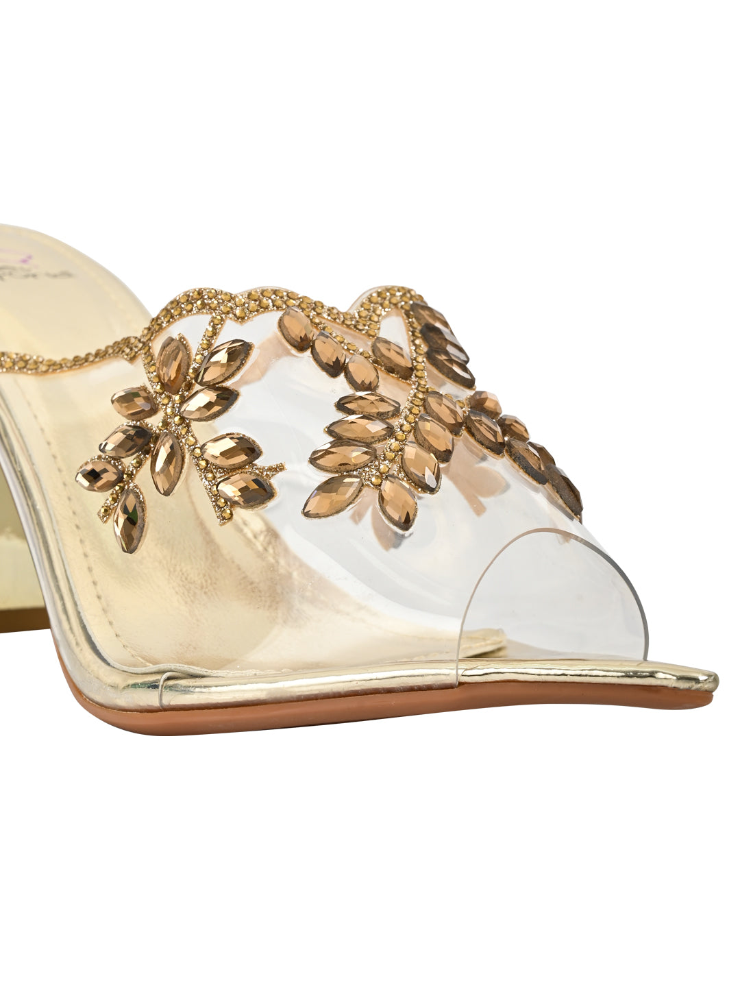 Women Golden Embellished Sandals
