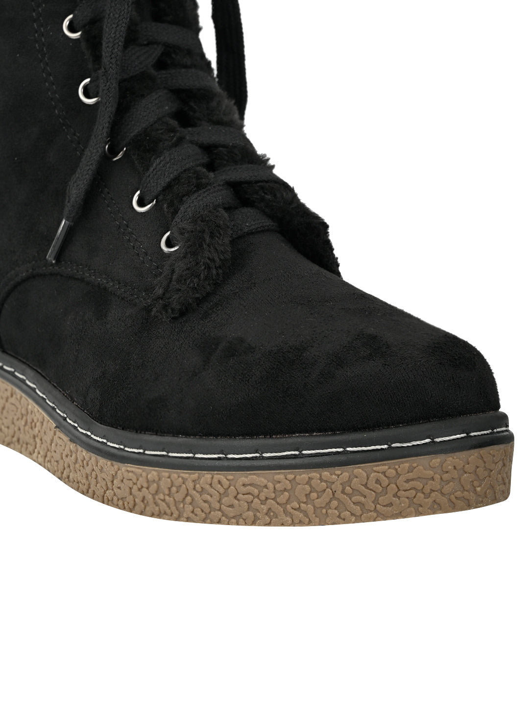 Women Black Solid Mid-Top Boots