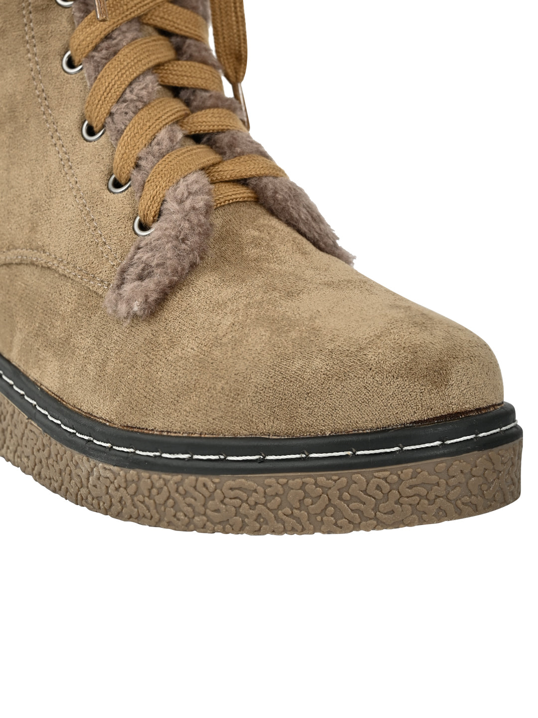 Women Khaki Solid Mid-Top Boots