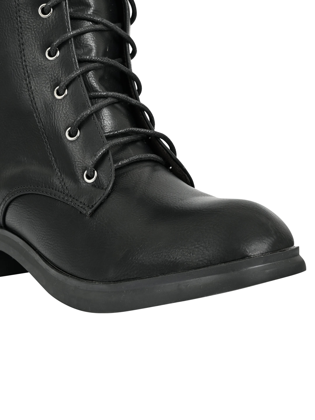 Women Black Solid High-Top Boots