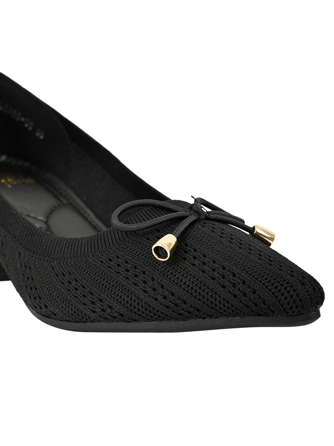 Women Black Woven Design Pumps