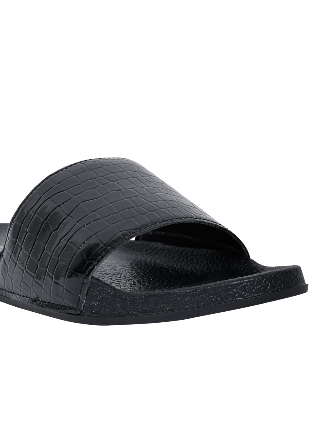 Footwear, Women Footwear, Black Slides