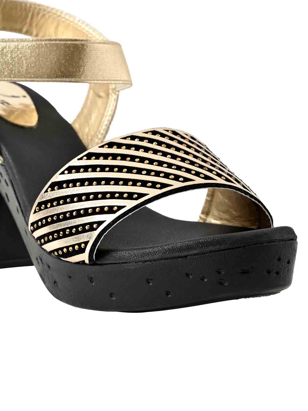 Women Rose Gold Embellished Ankle Loop Sandals