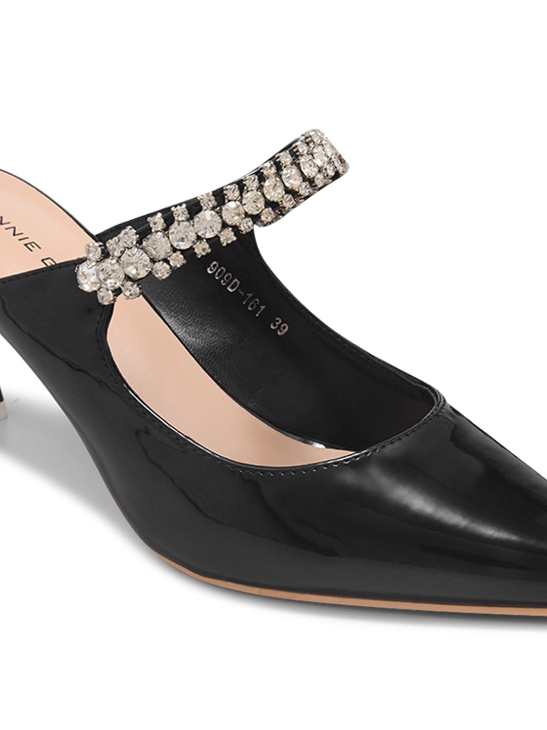 Women Black Solid Embellished Pumps