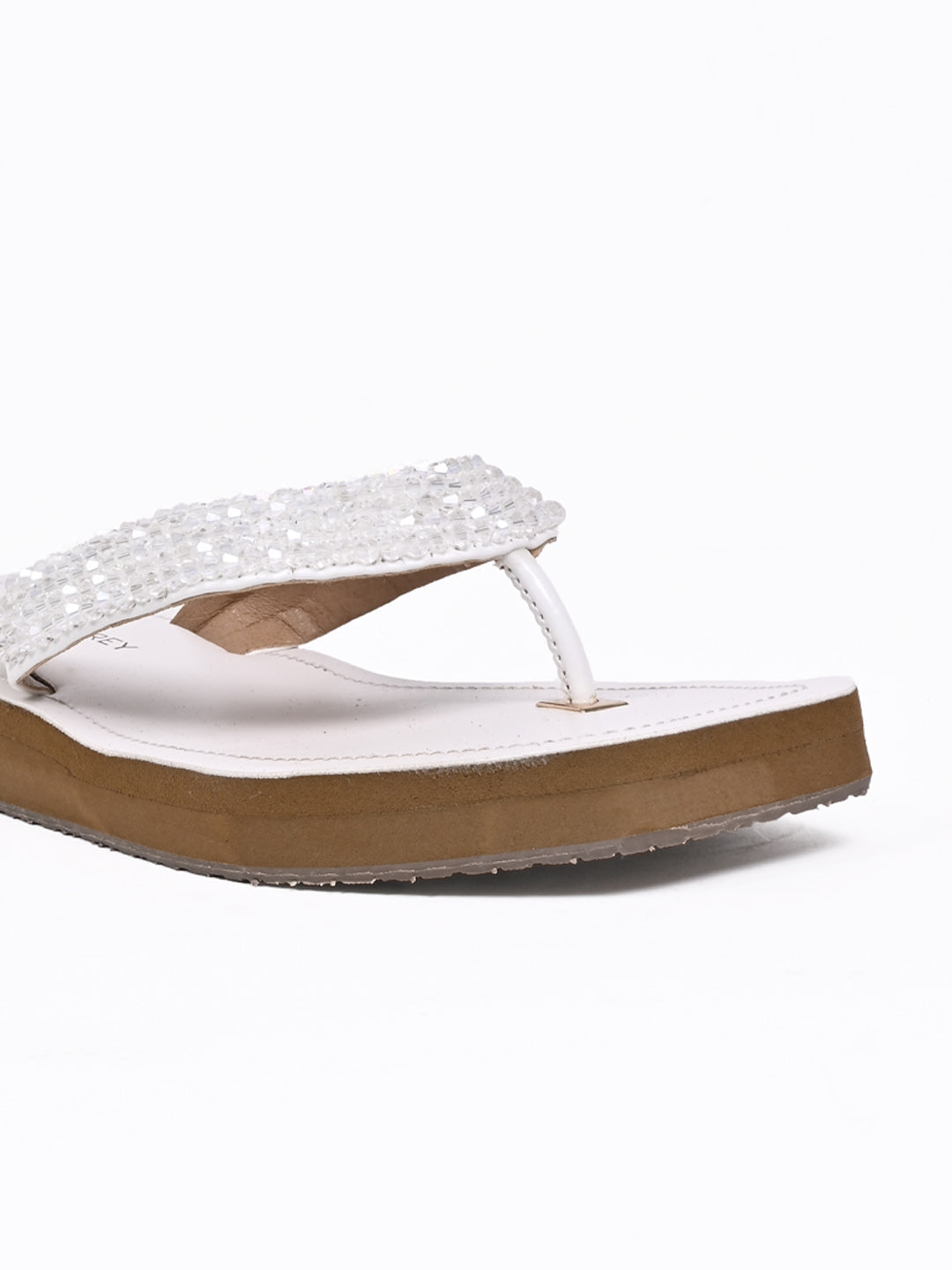 Women, Women Footwear, Off White T-strap Flats