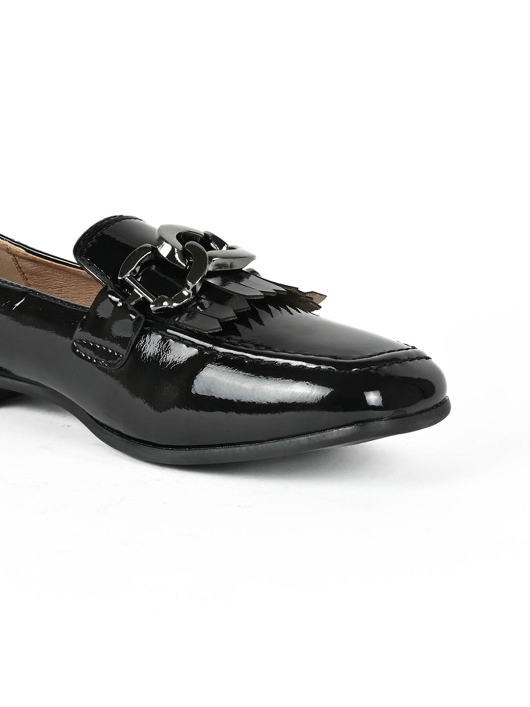 Women Black Solid Loafers