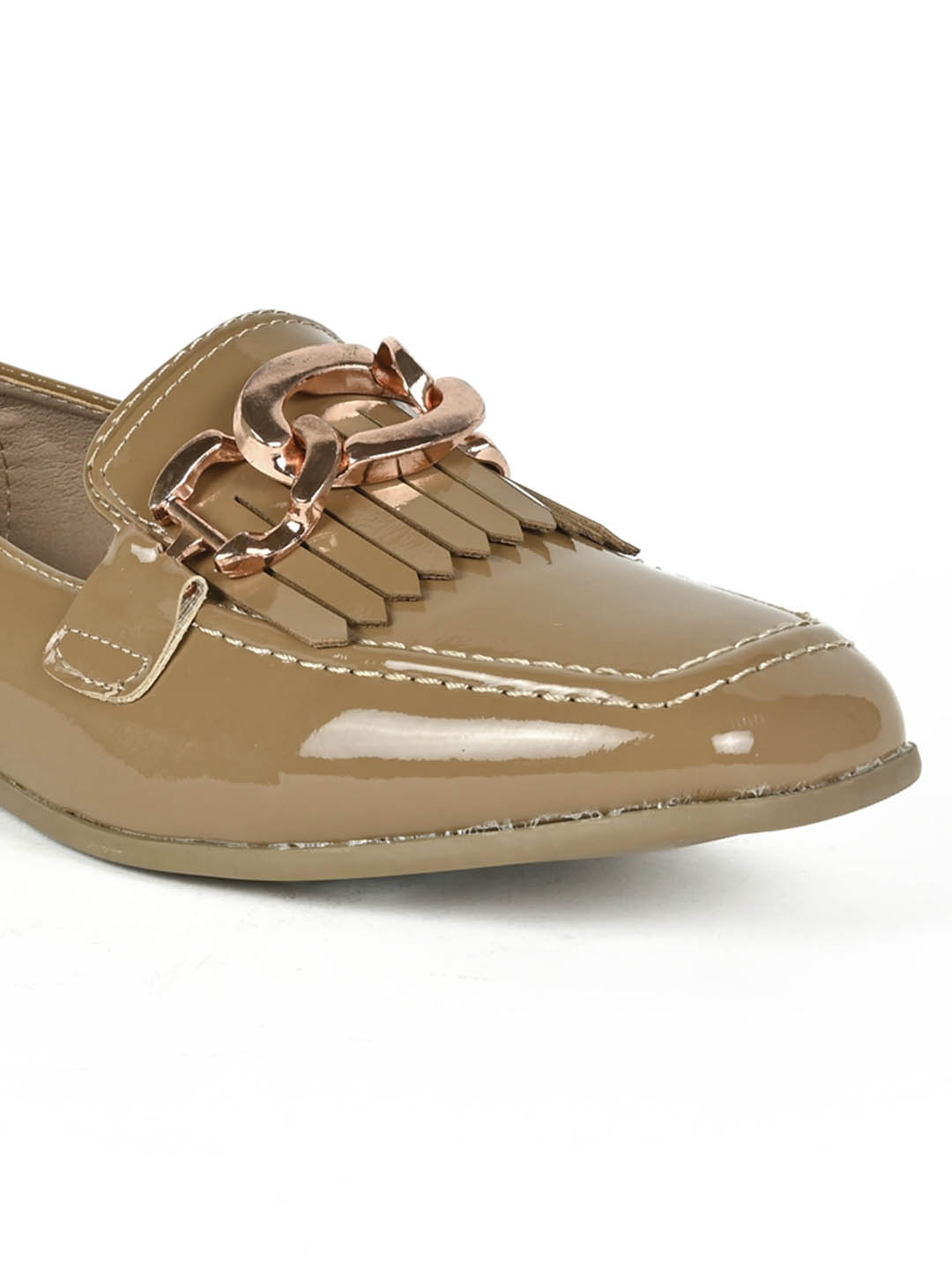 Women Khaki Solid Loafers