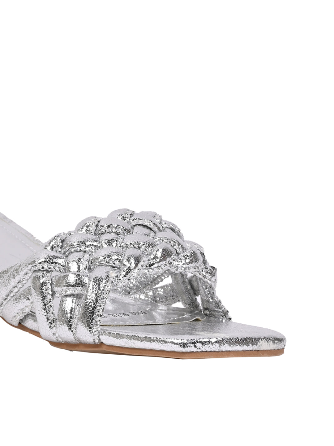 Women Silver Woven Design Sandal