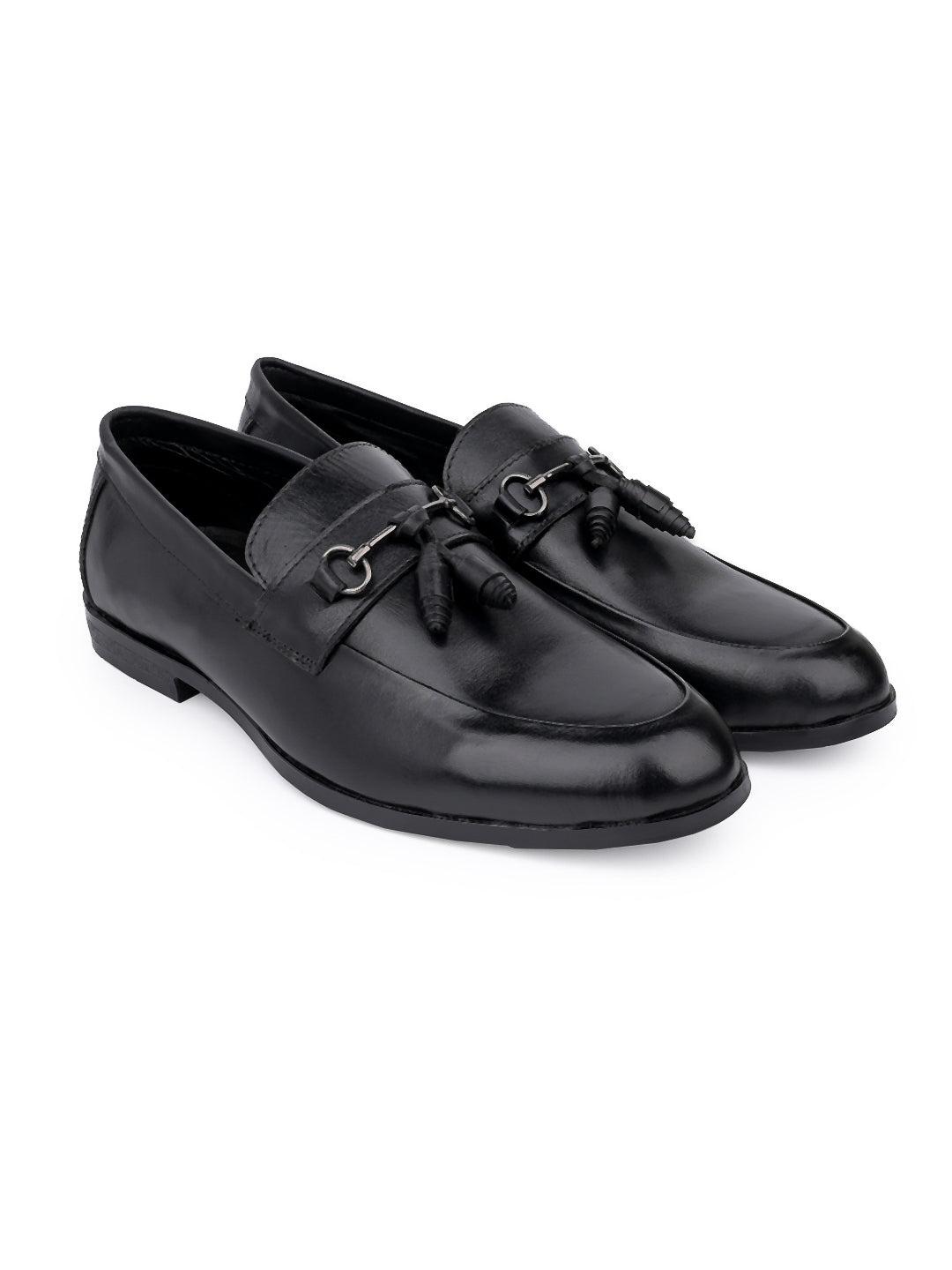 Men Black Solid Tassel Loafers
