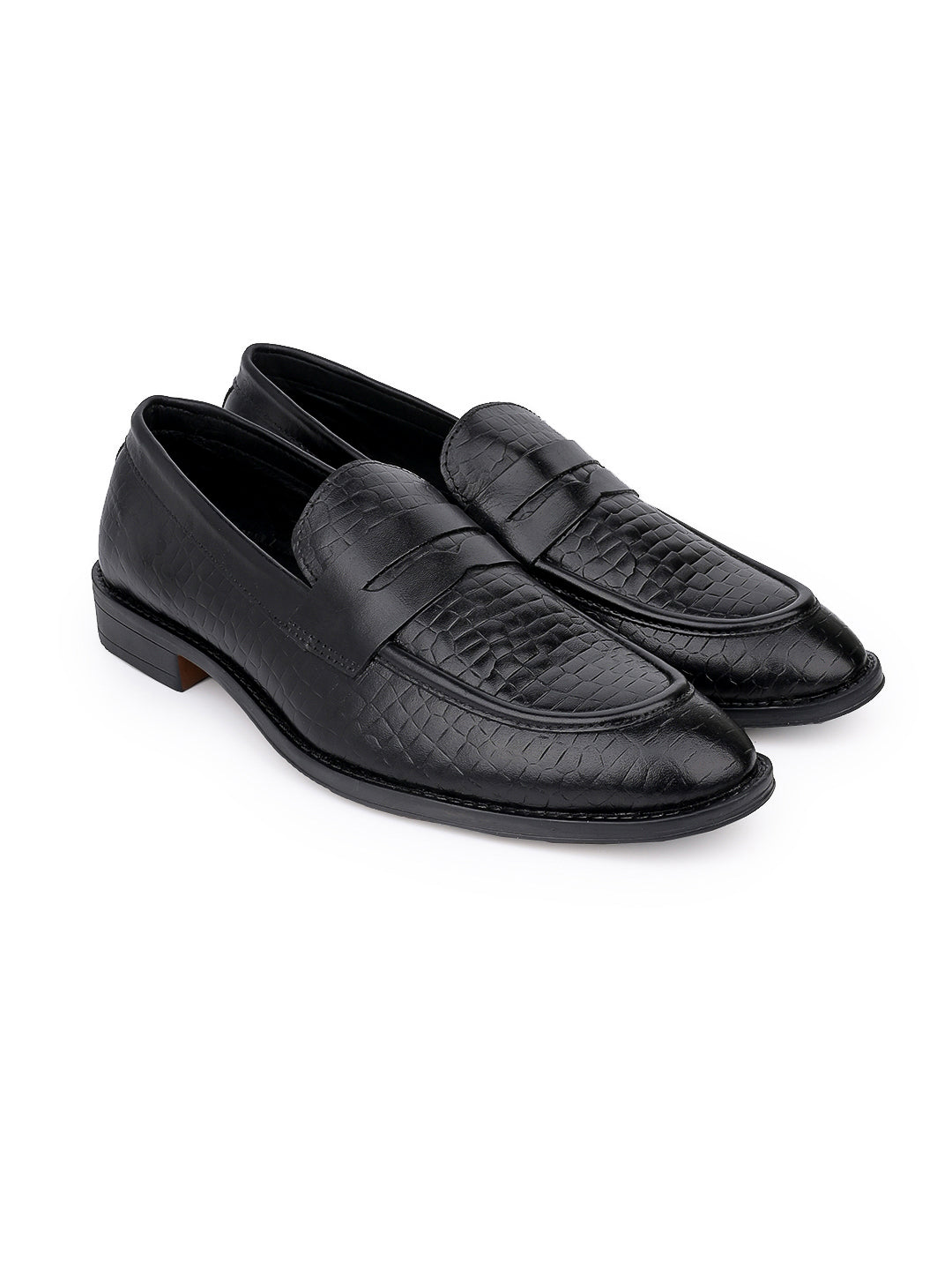 Men Black Animal Print Loafers
