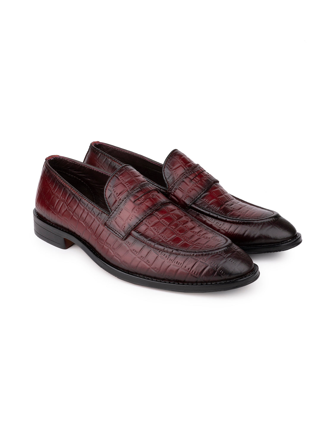 Men Wine Animal Print Loafers