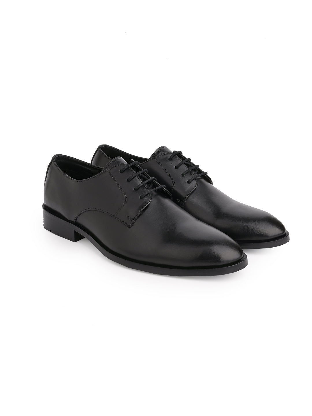 Men Black Solid Derby Formal Shoes
