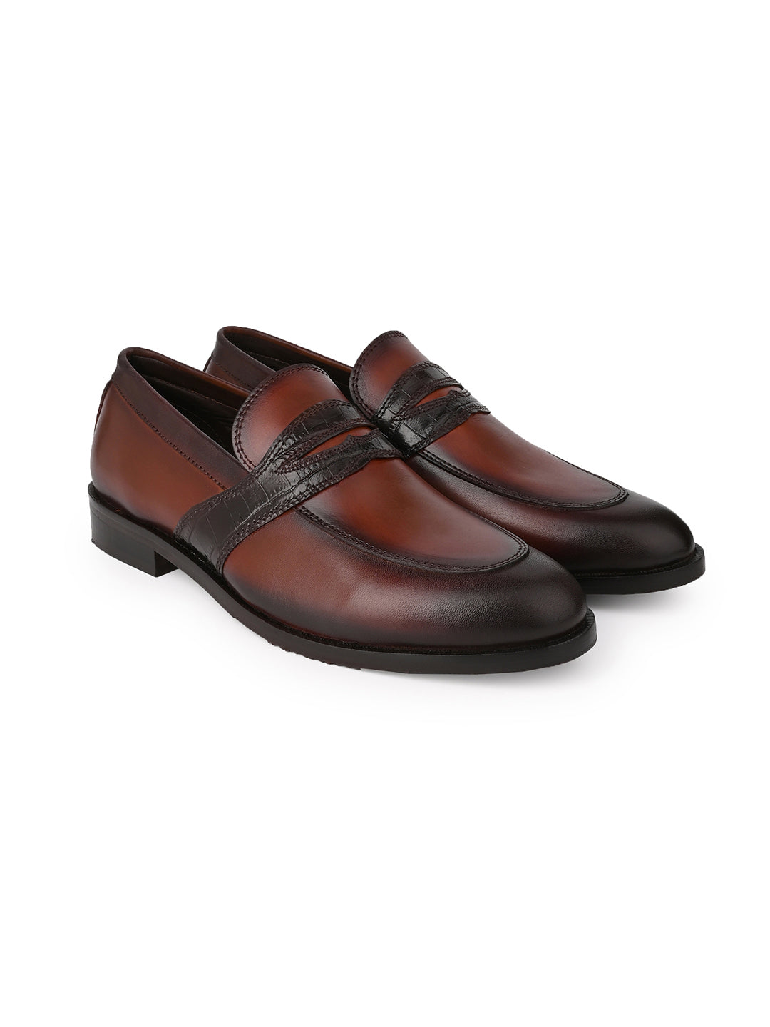 Men Brown Solid Formal Loafers