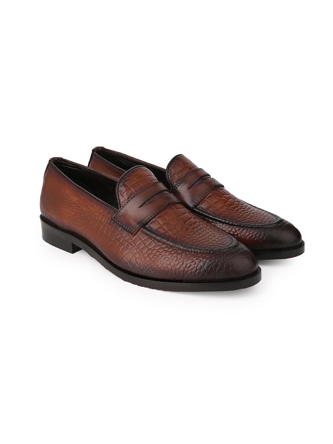 Men Brown Animal Print Loafers