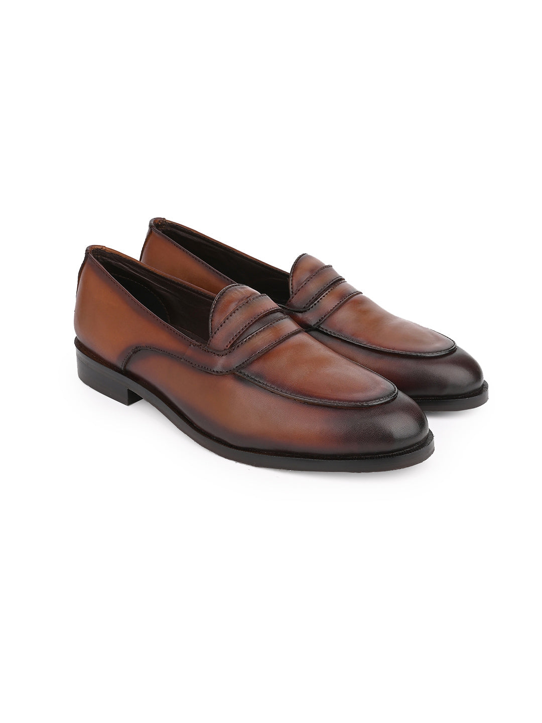 Men Tan Solid Formal Loafers