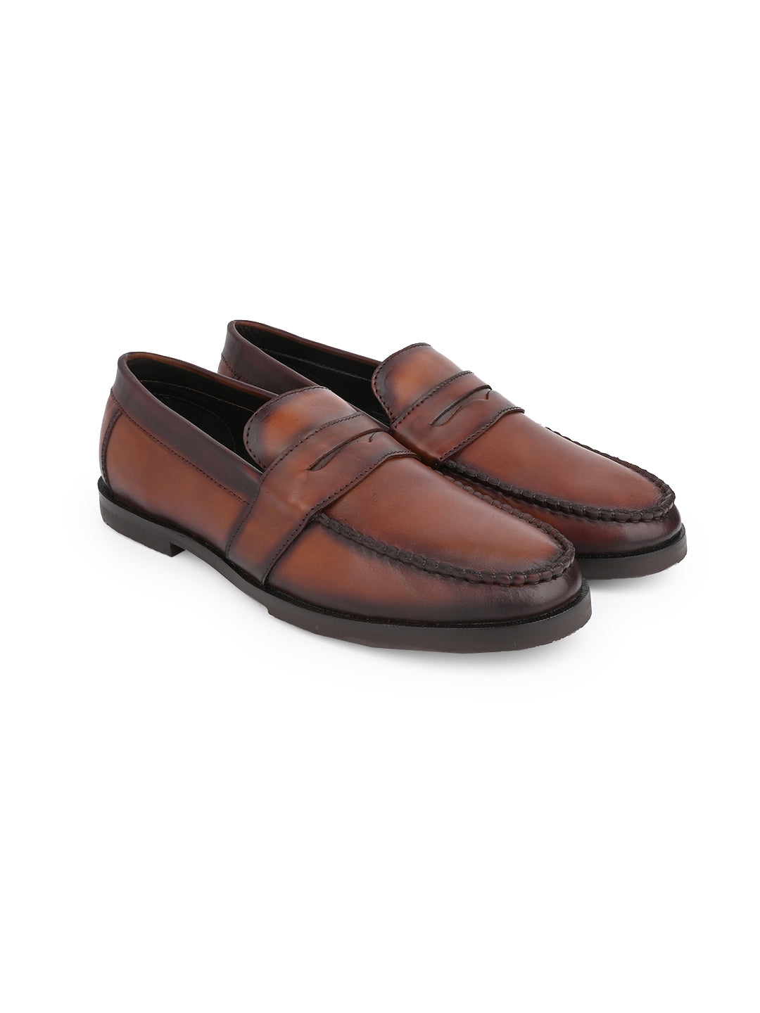 Men Brown Solid Formal Loafers