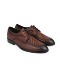 Men Brown Woven Design Derby Shoes