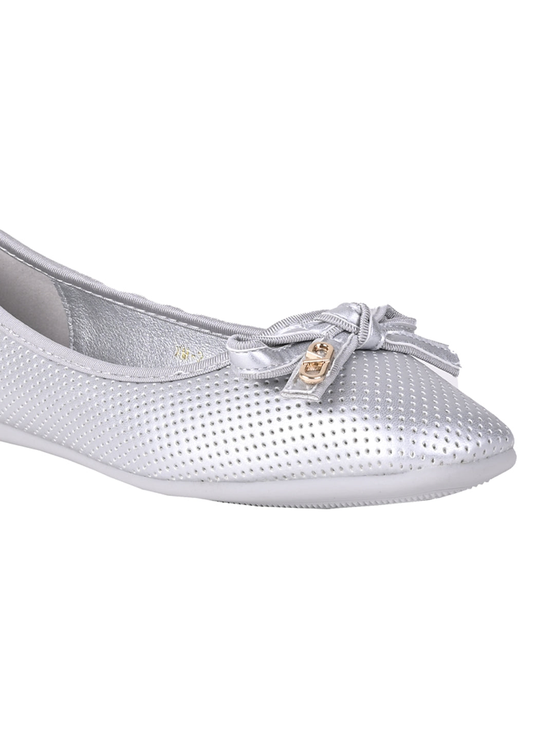 Women Silver Perforated Ballerinas