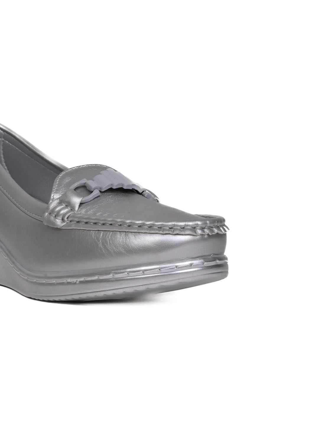 Women, Women Footwear, Silver Loafers