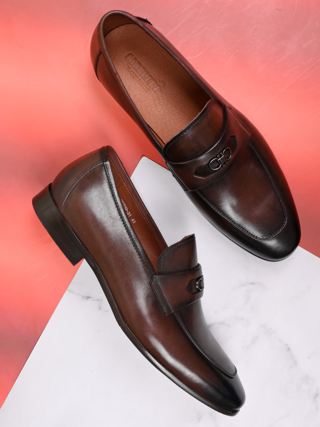 Men Coffee Solid Formal Loafers
