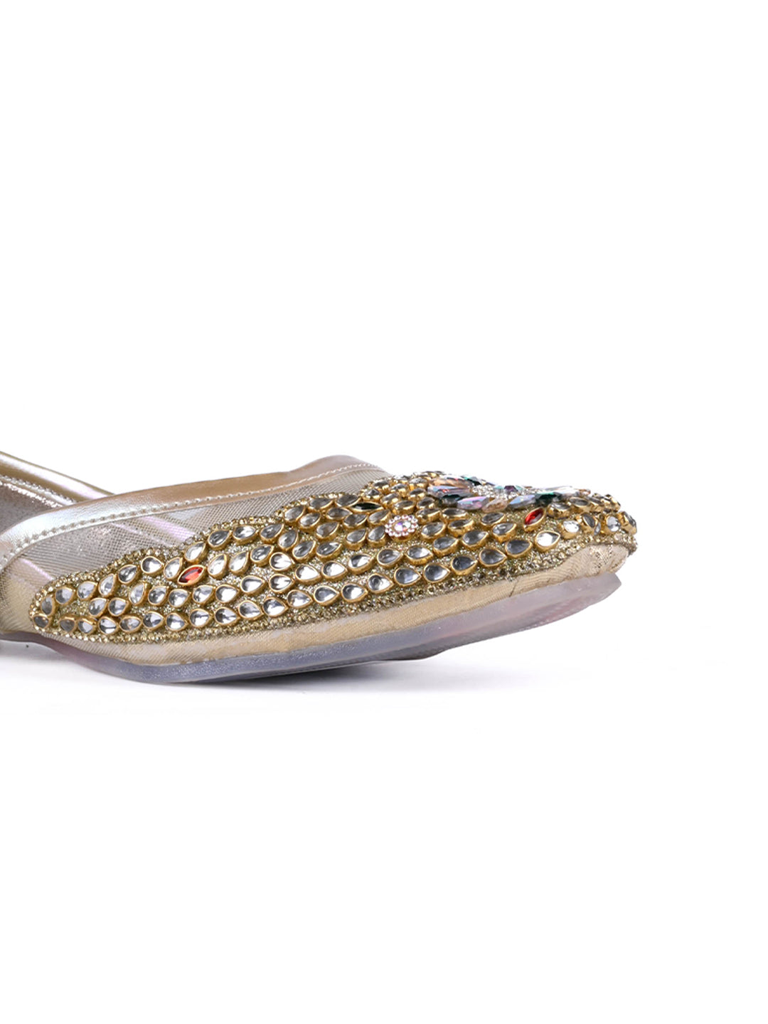 Women, Women Footwear, Gold Mojaris