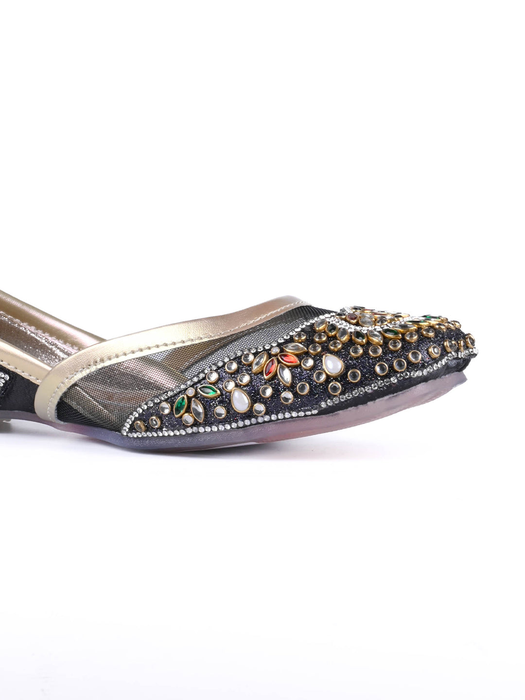 Women, Women Footwear, Black Mojaris