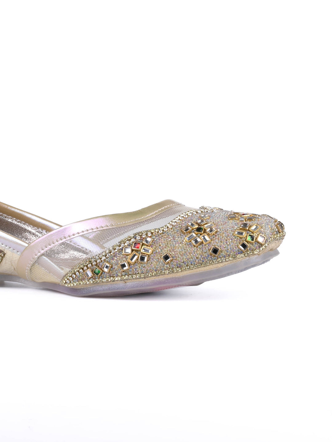 Women, Women Footwear, Gold Mojaris